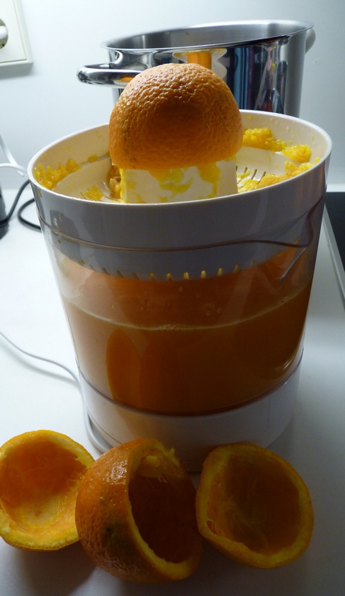 Zitronen und Orangen auspressen